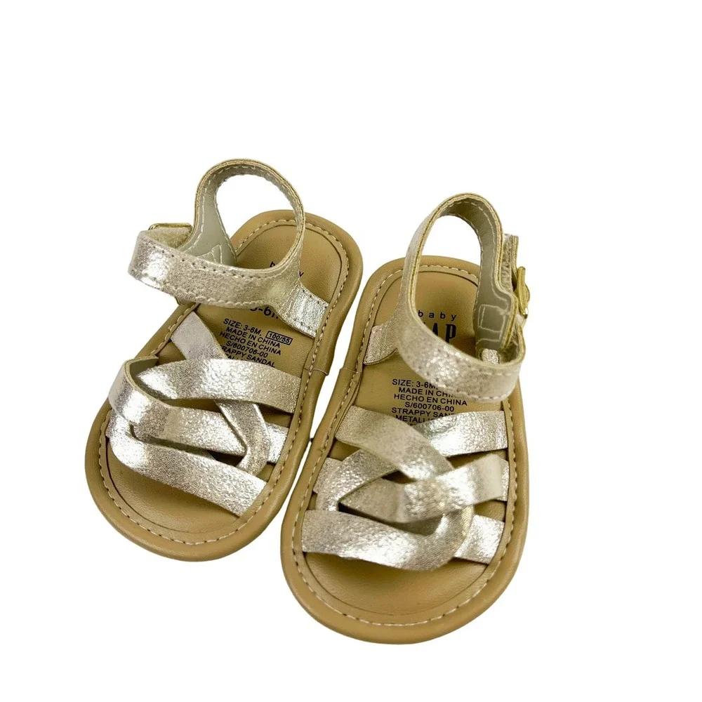 Baby Gap 3-6M Girl Gold Sandals Flip Flops